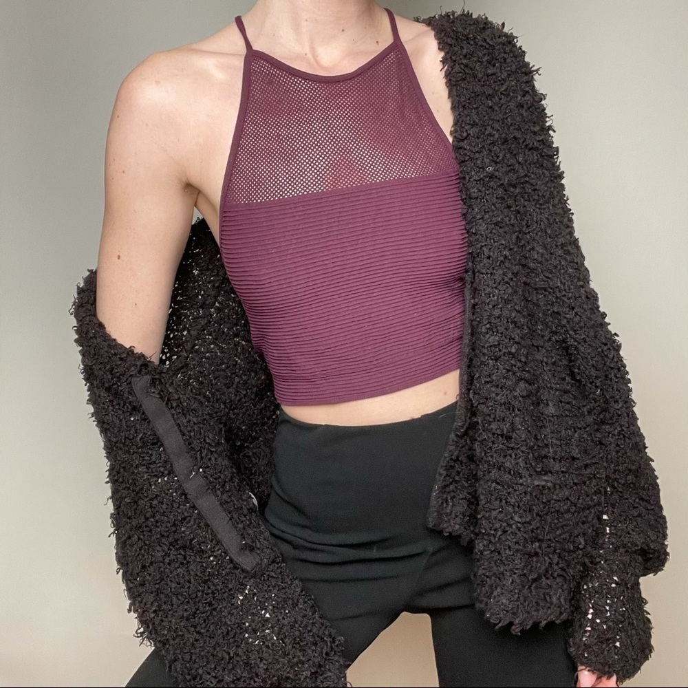 BCBGeneration Purple Mesh Racer Tank - Picture 2 of 6